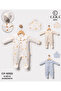 Men's Animals Patterned Combed Cotton Jumpsuit with Booties - 4