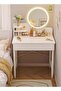 Dressing Table Modern Vanity Table Makeup Cabinet with LED Makeup Mirror and Drawer Makeup Table for Bedroom（60*40*125.5CM）