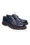 Dark Blue Color Lace-Up Genuine Leather Men's Shoes