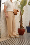 Krabi Mustard Striped 100% Cotton Men's Trousers - 6