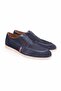 Dark Blue Color Laceless Genuine Leather Men's Shoes