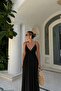 Thin Straps Lace Detail V-Neck Chiffon Maxi Evening Dress 2065 - 6