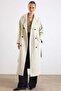 Oversize Low Sleeve Double Breasted Coat Beige Melange 3173