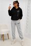 Hooded Tracksuit 2-Piece Combination Winter Patterned Long Ribbed Printed Women's / Girls' Model
