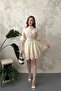 Ecru Lace Dress with Front Patchwork - 2