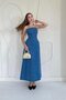 Blue Strapless Maxi Denim Dress - 5