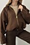 Brown Hooded Bomber Suede Jacket - 3