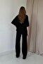 Black Modal Blouse and Pants Set - 5