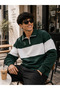 Men's Mid-Length Single-Piece Half-Zip Polo Collar Sweatshirt 100% Cotton - 3