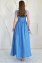 Blue Zippered Thick Strap Linen Dress - 4