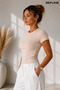Women's Fitted Crew Neck Stretchy Soft Cotton Basic T-Shirt - 3