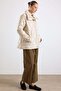 Large Size Short Quilted Coat with Fur Collar Bej 6904 - 6