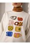 White Cup Print Long Sleeve T-Shirt\Blouse Suitable for Hijab Wear - 2