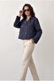 Basic Buttoned Double-Breasted Collar Navy Blue Trench Coat - 6