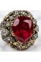Bronze Women's Ring Authentic Copper Jewelry Margazite Worked Red Stone Ottaman Style Adjustable Vintage - 2