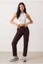 Women's High Waist Elastic Waist Lace-Up Straight-Leg Sweatpants Po-3011