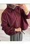 Women's Drawstring Waist Oversize Buttoned Crop Shirt - 2