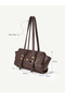 Yennefer Brown Belt Buckle Detailed Rectangular Baguette Handbag & Shoulder Bag - 6