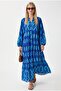 Women's Modest New Megan 100% Viscose Maxi Length Blue Balloon Sleeve Long Summer Dress