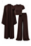 Extra Lycra 3-Piece Cardigan Wide Leg Suit Black