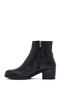 Women's Black Zippered Thick Heeled Leather Boots Wf410019Dv - 3