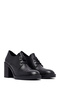 Women's Black Lace-Up Thick Heeled Leather Masculine Shoes Af180004Dv - 2