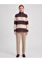 Color Block Wide Collar Sweatshirt Burgundy - 2