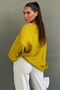 Oil Green Balloon Sleeve Relaxed Fit Women's Knitwear Sweater Mg2602 - 3