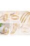 Set of 3 Gold Patterned Thin Bracelets - 2