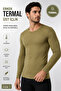 Men's Thermal Top Underwear Long Sleeve Crew Neck Flexible Soft Textured Winter Underwear - 1 Piece