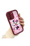 Samsung Galaxy S21 Fe 5g Compatible Case Camera Protector Minnie Pattern Burgundy Lover Couple Silicone Phone Case - 3
