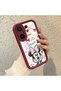 Vivo X200 Fe Compatible Case Camera Protector Minnie Pattern Burgundy Lover Couple Silicone Phone Case - 3