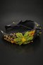 Bym Black Fabric Pistachio Green Flower Bead Embroidered Women's Hair Crown Henna Engagement Accessory - 2
