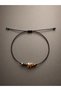 Brown String Gold Rose Elephant Charm Beaded Adjustable Anklet - 4