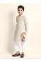Boys Beige Cotton Kurta with Printed Design - 4