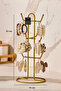 Matte Gold 6 Compartment Metal Jewelry Keychain and Accessory Stand |   Desktop Multi-Purpose Organizer with Hanger