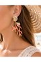 Coral Branch Earrings with Gold Sea Shell Detail and Dangling Design - 2