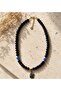 Hamsa Navy Blue Glass Bead Necklace - 2