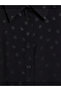 Black Polka Dot Satin Women's Shirt Tunic - 8
