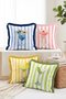 Colorful Striped Cocktail Glass Patterned 4-Piece Fringed Cushion Cover Set - 2
