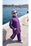 Women's Comfortable Cut Hijab Tracksuit Set with Side Stripes and Zipper - 2
