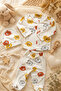 Baby Teddy Bear Patterned 3-Piece Set: Top, Bottom, and Beanie - 3