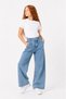 Girl's Street Comfort Button Detailed High Waist Wide Leg Jean Pants 2235 - 2