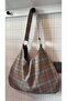 Chocolate Plaid Pattern Bag / Chocolate Plaid Pattern Shoulder Bag (28*49) - 2