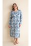 Geometric Patterned Viscose Half Placket Button Detail Long Sleeve Plus Size Dress