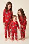 Unisex Red Color Teddy Bear Patterned Long Sleeve Pajama Set - 3