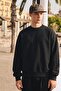Men's Casual Crew Neck Black Basic Sweatshirt - 5