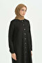 Plus Size Shirt Collar Viscose Tunic - Black - 2
