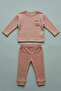 Cotton Waffle Fabric Apple Embroidered Long Sleeve 2-Piece Set