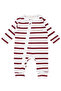 Baby Boy White Burgundy Striped Jumpsuit 0-3 Months - 2